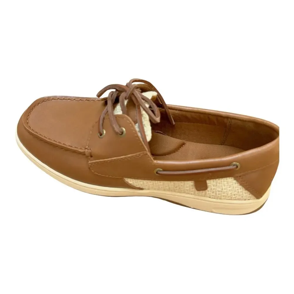 Sperry Whalefish Boat Shoes Sz 8 Women's Tan Brown 2-Eye Flat Med Width Leather